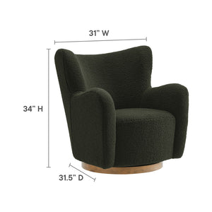 Modway Furniture Montrose Sherpa Swivel Accent Chair - Luxurious Comfort with Modern Style for Any Room’s Decor Fern Walnut EEI-7105-FRN-WAL
