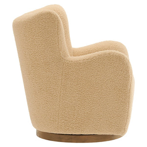 Modway Furniture Montrose Sherpa Swivel Accent Chair - Luxurious Comfort with Modern Style for Any Room’s Decor Ivory Walnut EEI-7105-IVO-WAL
