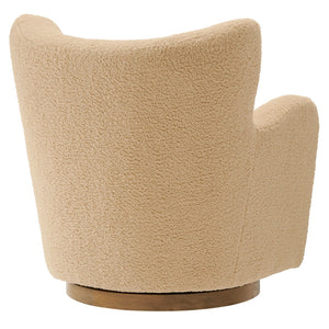 Modway Furniture Montrose Sherpa Swivel Accent Chair - Luxurious Comfort with Modern Style for Any Room’s Decor Ivory Walnut EEI-7105-IVO-WAL