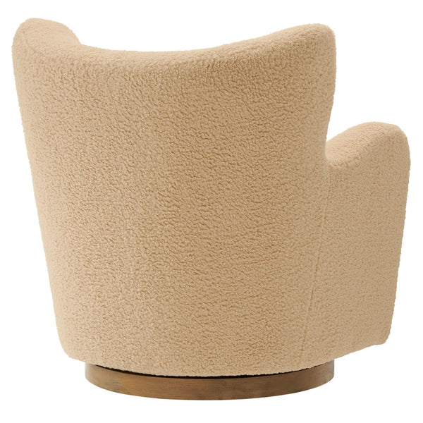 Modway Furniture Montrose Sherpa Swivel Accent Chair - Luxurious Comfort with Modern Style for Any Room’s Decor Ivory Walnut EEI-7105-IVO-WAL