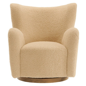 Modway Furniture Montrose Sherpa Swivel Accent Chair - Luxurious Comfort with Modern Style for Any Room’s Decor Ivory Walnut EEI-7105-IVO-WAL