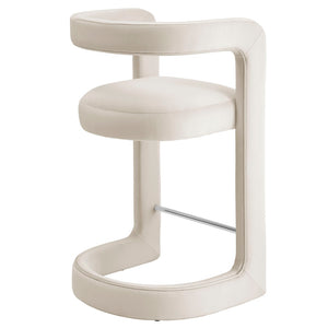 Modway Furniture Winslow Performance Velvet Counter Stool - Luxurious Comfort and Stylish Design for Dining Spaces Alabaster EEI-7107-ALA