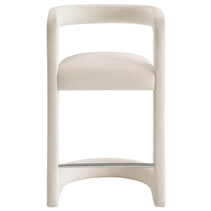 Modway Furniture Winslow Performance Velvet Counter Stool - Luxurious Comfort and Stylish Design for Dining Spaces Alabaster EEI-7107-ALA