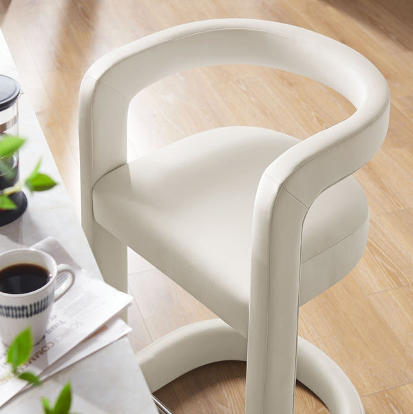 Modway Furniture Winslow Performance Velvet Counter Stool - Luxurious Comfort and Stylish Design for Dining Spaces Alabaster EEI-7107-ALA