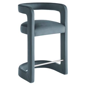 Modway Furniture Winslow Performance Velvet Counter Stool - Luxurious Comfort and Stylish Design for Dining Spaces Cadet Blue EEI-7107-CAB