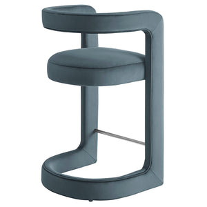 Modway Furniture Winslow Performance Velvet Counter Stool - Luxurious Comfort and Stylish Design for Dining Spaces Cadet Blue EEI-7107-CAB
