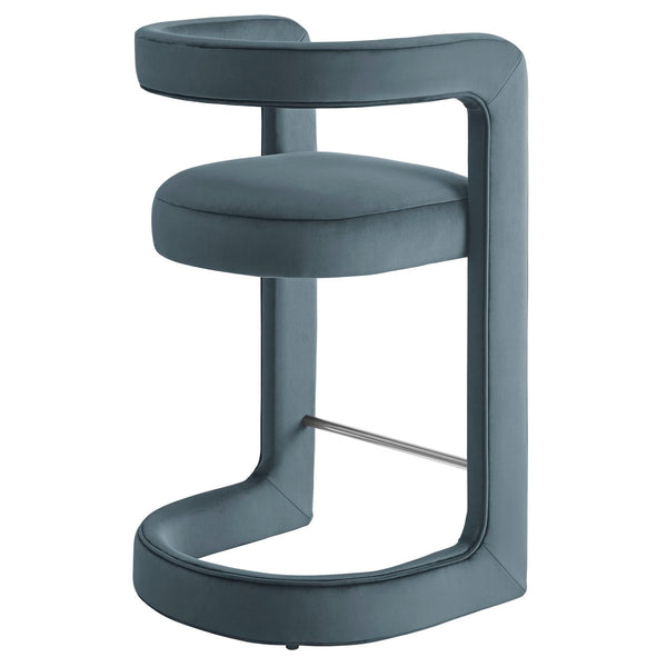 Modway Furniture Winslow Performance Velvet Counter Stool - Luxurious Comfort and Stylish Design for Dining Spaces Cadet Blue EEI-7107-CAB