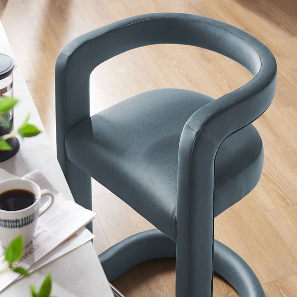 Modway Furniture Winslow Performance Velvet Counter Stool - Luxurious Comfort and Stylish Design for Dining Spaces Cadet Blue EEI-7107-CAB