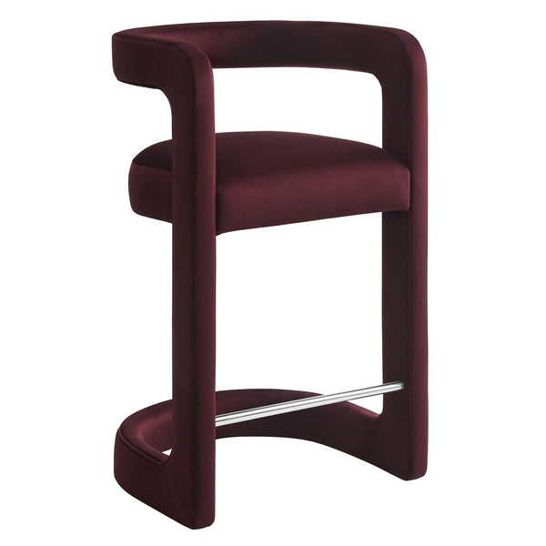 Modway Furniture Winslow Performance Velvet Counter Stool - Luxurious Comfort and Stylish Design for Dining Spaces Mulberry EEI-7107-MUL
