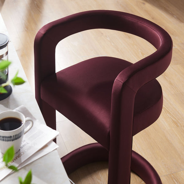 Modway Furniture Winslow Performance Velvet Counter Stool - Luxurious Comfort and Stylish Design for Dining Spaces Mulberry EEI-7107-MUL