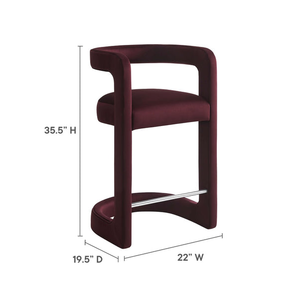 Modway Furniture Winslow Performance Velvet Counter Stool - Luxurious Comfort and Stylish Design for Dining Spaces Mulberry EEI-7107-MUL