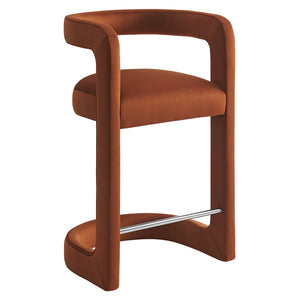 Modway Furniture Winslow Performance Velvet Counter Stool - Luxurious Comfort and Stylish Design for Dining Spaces Rust EEI-7107-RUS