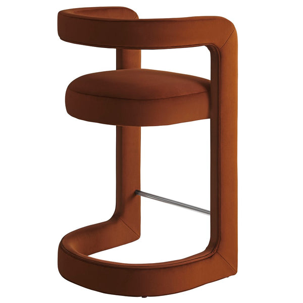 Modway Furniture Winslow Performance Velvet Counter Stool - Luxurious Comfort and Stylish Design for Dining Spaces Rust EEI-7107-RUS