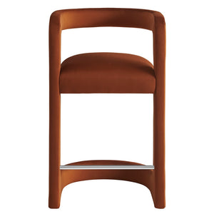 Modway Furniture Winslow Performance Velvet Counter Stool - Luxurious Comfort and Stylish Design for Dining Spaces Rust EEI-7107-RUS