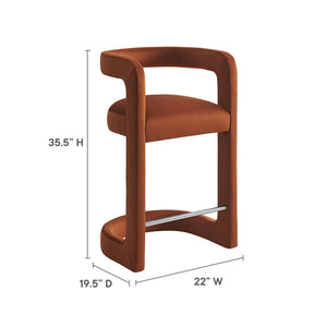Modway Furniture Winslow Performance Velvet Counter Stool - Luxurious Comfort and Stylish Design for Dining Spaces Rust EEI-7107-RUS