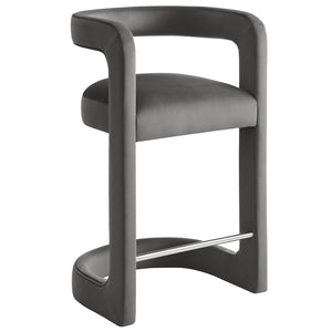 Modway Furniture Winslow Performance Velvet Counter Stool - Luxurious Comfort and Stylish Design for Dining Spaces Storm Gray EEI-7107-STG