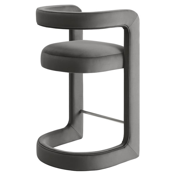 Modway Furniture Winslow Performance Velvet Counter Stool - Luxurious Comfort and Stylish Design for Dining Spaces Storm Gray EEI-7107-STG
