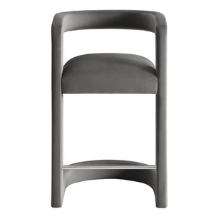 Modway Furniture Winslow Performance Velvet Counter Stool - Luxurious Comfort and Stylish Design for Dining Spaces Storm Gray EEI-7107-STG