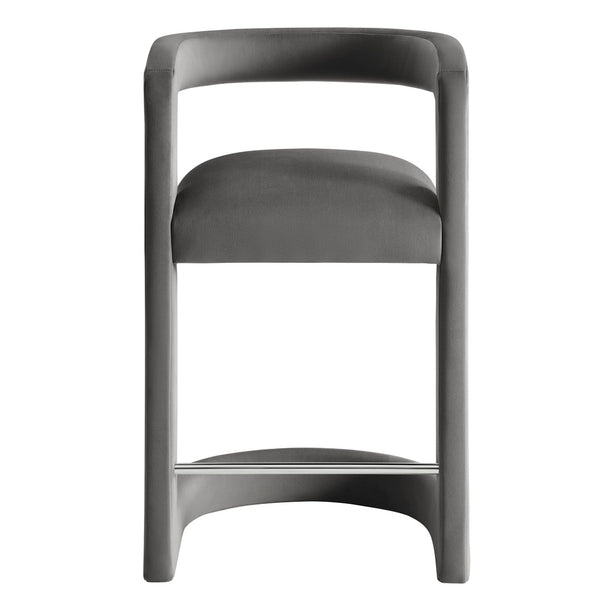 Modway Furniture Winslow Performance Velvet Counter Stool - Luxurious Comfort and Stylish Design for Dining Spaces Storm Gray EEI-7107-STG