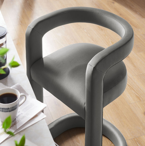 Modway Furniture Winslow Performance Velvet Counter Stool - Luxurious Comfort and Stylish Design for Dining Spaces Storm Gray EEI-7107-STG