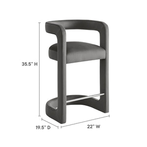 Modway Furniture Winslow Performance Velvet Counter Stool - Luxurious Comfort and Stylish Design for Dining Spaces Storm Gray EEI-7107-STG