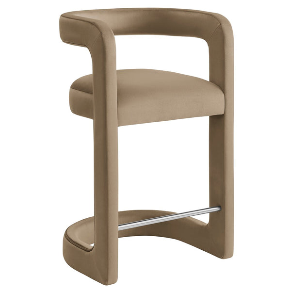 Modway Furniture Winslow Performance Velvet Counter Stool - Luxurious Comfort and Stylish Design for Dining Spaces Taupe EEI-7107-TAU