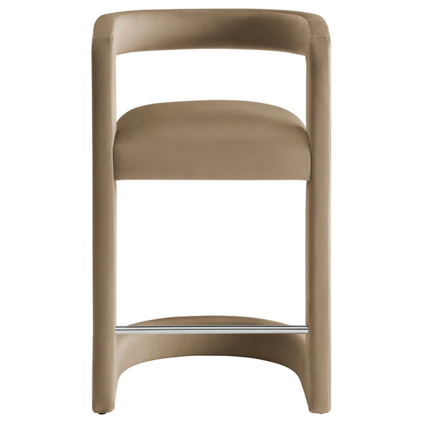 Modway Furniture Winslow Performance Velvet Counter Stool - Luxurious Comfort and Stylish Design for Dining Spaces Taupe EEI-7107-TAU