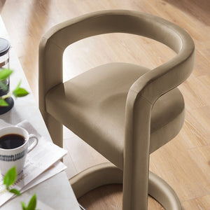 Modway Furniture Winslow Performance Velvet Counter Stool - Luxurious Comfort and Stylish Design for Dining Spaces Taupe EEI-7107-TAU