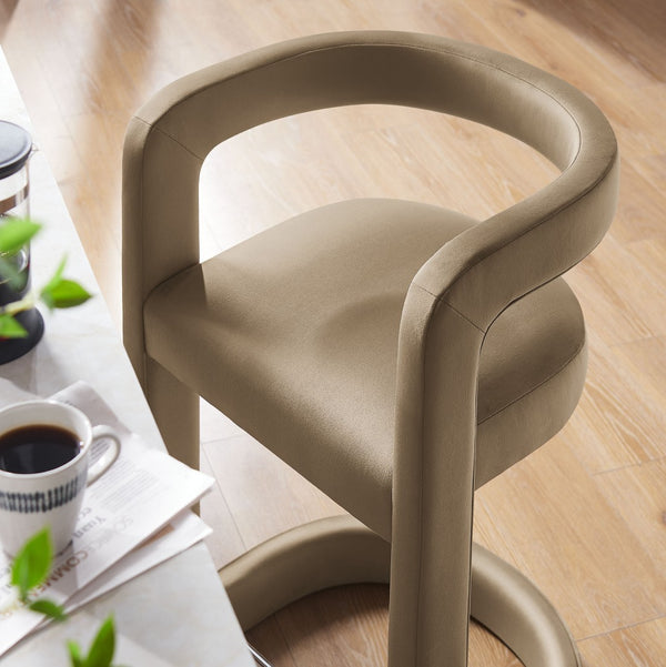 Modway Furniture Winslow Performance Velvet Counter Stool - Luxurious Comfort and Stylish Design for Dining Spaces Taupe EEI-7107-TAU