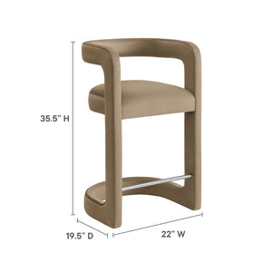 Modway Furniture Winslow Performance Velvet Counter Stool - Luxurious Comfort and Stylish Design for Dining Spaces Taupe EEI-7107-TAU