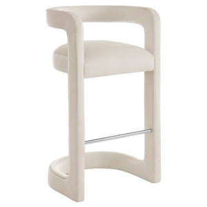 Modway Furniture Winslow Performance Velvet Bar Stool - Modern Comfort with Stylish Curved Design for Home Bars Alabaster EEI-7108-ALA