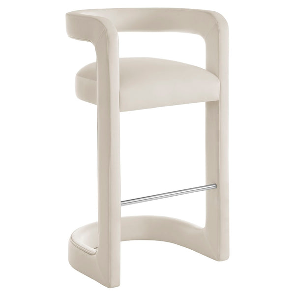 Modway Furniture Winslow Performance Velvet Bar Stool - Modern Comfort with Stylish Curved Design for Home Bars Alabaster EEI-7108-ALA