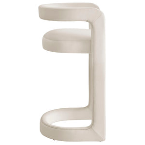 Modway Furniture Winslow Performance Velvet Bar Stool - Modern Comfort with Stylish Curved Design for Home Bars Alabaster EEI-7108-ALA