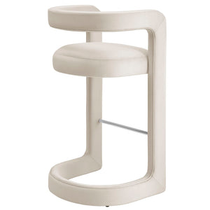 Modway Furniture Winslow Performance Velvet Bar Stool - Modern Comfort with Stylish Curved Design for Home Bars Alabaster EEI-7108-ALA