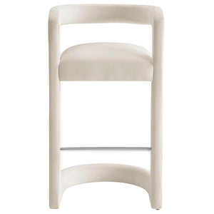 Modway Furniture Winslow Performance Velvet Bar Stool - Modern Comfort with Stylish Curved Design for Home Bars Alabaster EEI-7108-ALA