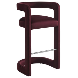 Modway Furniture Winslow Performance Velvet Bar Stool - Modern Comfort with Stylish Curved Design for Home Bars Mulberry EEI-7108-MUL
