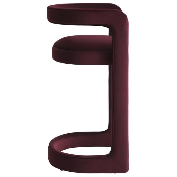 Modway Furniture Winslow Performance Velvet Bar Stool - Modern Comfort with Stylish Curved Design for Home Bars Mulberry EEI-7108-MUL