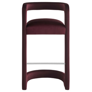 Modway Furniture Winslow Performance Velvet Bar Stool - Modern Comfort with Stylish Curved Design for Home Bars Mulberry EEI-7108-MUL