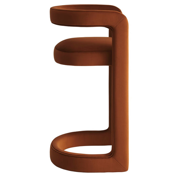 Modway Furniture Winslow Performance Velvet Bar Stool - Modern Comfort with Stylish Curved Design for Home Bars Rust EEI-7108-RUS