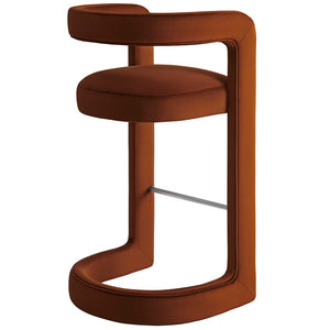 Modway Furniture Winslow Performance Velvet Bar Stool - Modern Comfort with Stylish Curved Design for Home Bars Rust EEI-7108-RUS