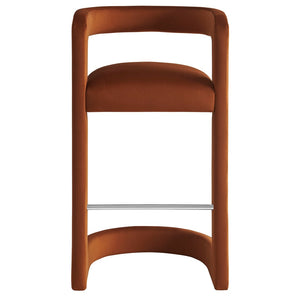 Modway Furniture Winslow Performance Velvet Bar Stool - Modern Comfort with Stylish Curved Design for Home Bars Rust EEI-7108-RUS