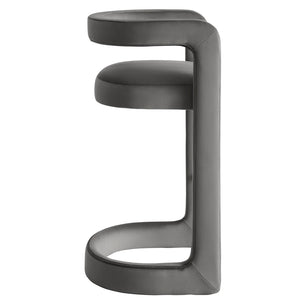Modway Furniture Winslow Performance Velvet Bar Stool - Modern Comfort with Stylish Curved Design for Home Bars Storm Gray EEI-7108-STG