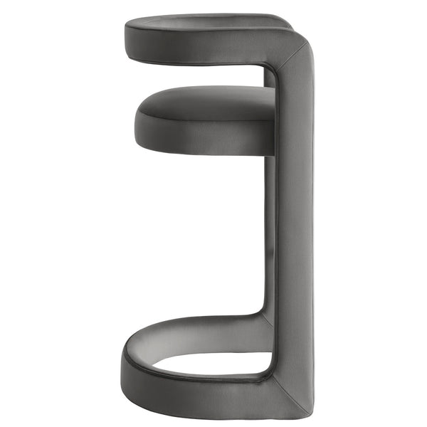 Modway Furniture Winslow Performance Velvet Bar Stool - Modern Comfort with Stylish Curved Design for Home Bars Storm Gray EEI-7108-STG