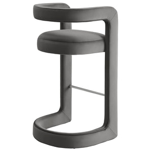 Modway Furniture Winslow Performance Velvet Bar Stool - Modern Comfort with Stylish Curved Design for Home Bars Storm Gray EEI-7108-STG