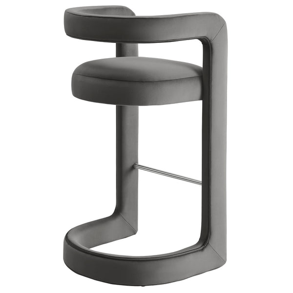 Modway Furniture Winslow Performance Velvet Bar Stool - Modern Comfort with Stylish Curved Design for Home Bars Storm Gray EEI-7108-STG