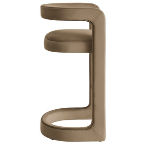 Modway Furniture Winslow Performance Velvet Bar Stool - Modern Comfort with Stylish Curved Design for Home Bars Taupe EEI-7108-TAU