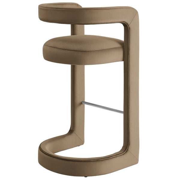 Modway Furniture Winslow Performance Velvet Bar Stool - Modern Comfort with Stylish Curved Design for Home Bars Taupe EEI-7108-TAU