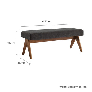 Modway Furniture Lyra 47" Versatile Fabric Upholstered Bench for Modern Living - Stylish Seating for Any Space Dark Gray EEI-7112-HDG