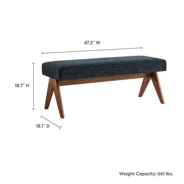 Modway Furniture Lyra 47" Versatile Fabric Upholstered Bench for Modern Living - Stylish Seating for Any Space Azure EEI-7112-HEA
