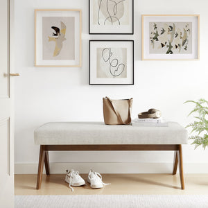 Modway Furniture Lyra 47" Versatile Fabric Upholstered Bench for Modern Living - Stylish Seating for Any Space Ivory EEI-7112-HEI